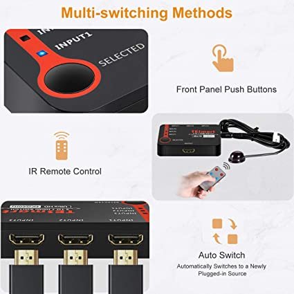 HDMI KVM 3x1 Remote control switch 4K